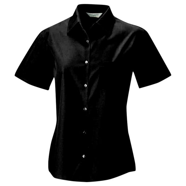 Women's short sleeve pure cotton easycare poplin shirt Vignette