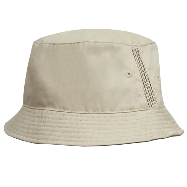 Deluxe washed cotton bucket hat with side mesh panels Vignette