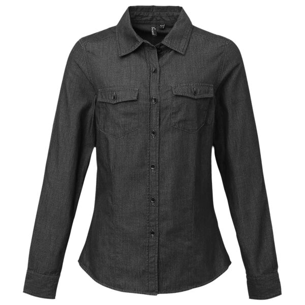 Women's jeans stitch denim shirt Vignette