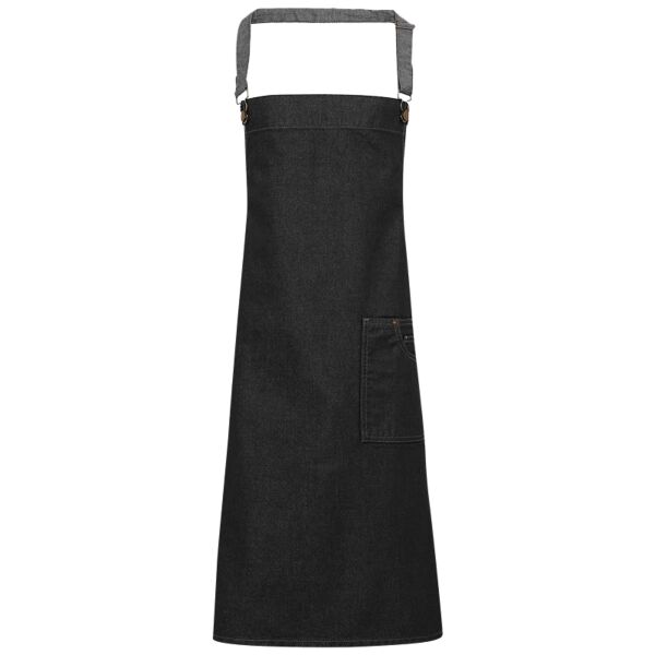 District waxed-look denim bib apron Vignette