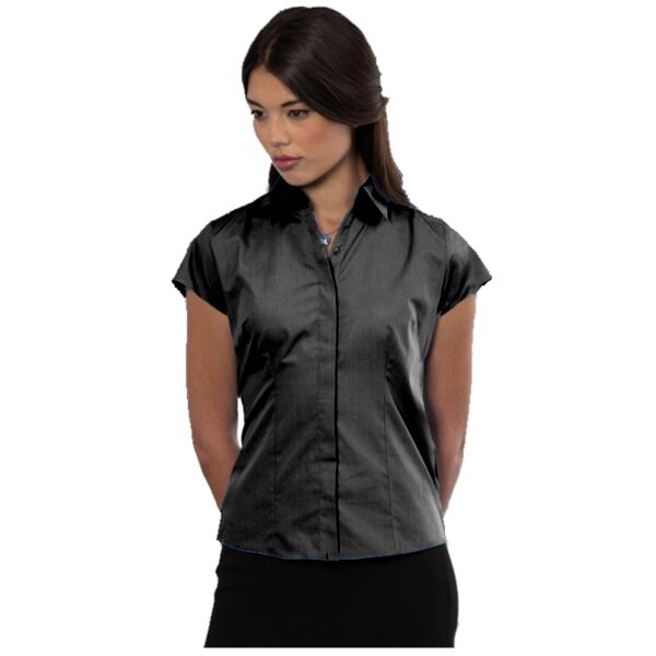 Women's Cap Sleeve Polycotton Easycare Fitted Popl Vignette