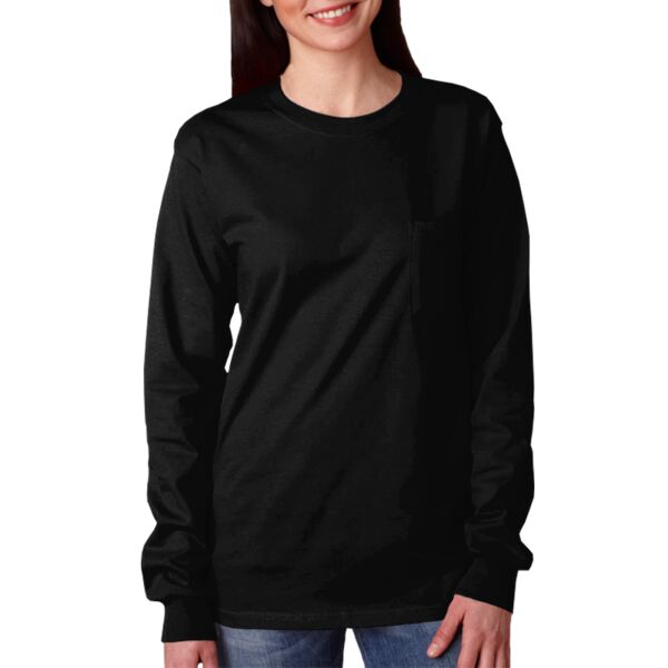 Adult Ultra CottonTM Long-Sleeve T-Shirt with Pocket Vignette